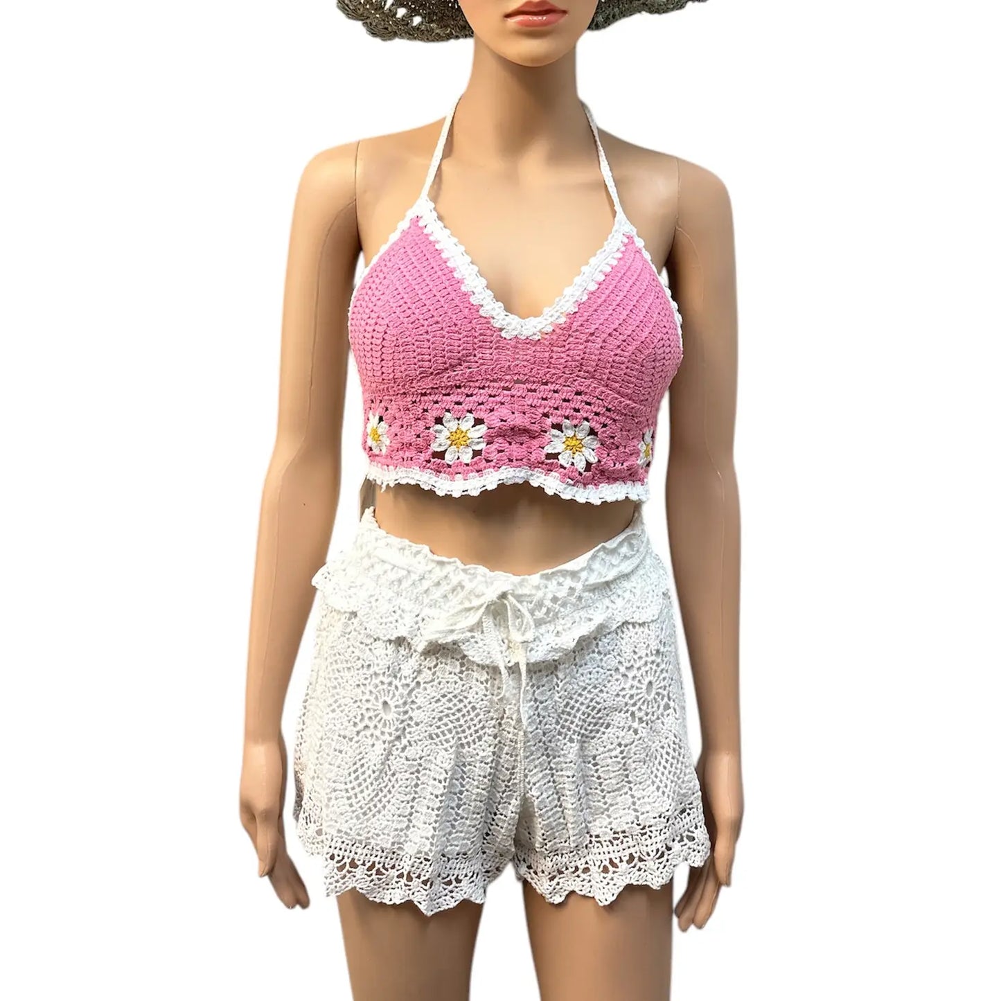 Bubble Gum Flora Crochet Top