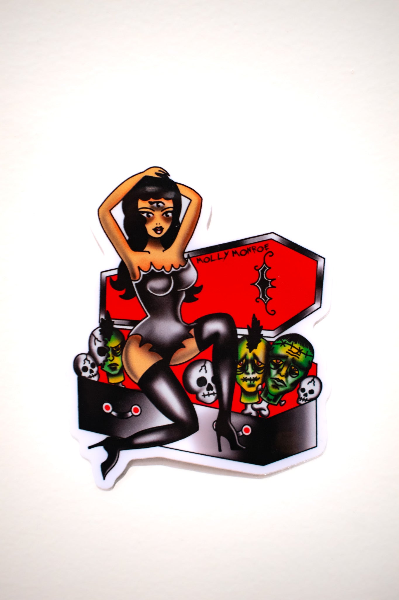 Coffin Pin Up Girl Sticker