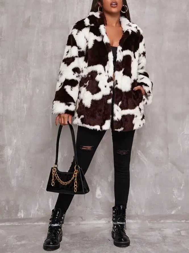 Cow Print Loose Coat