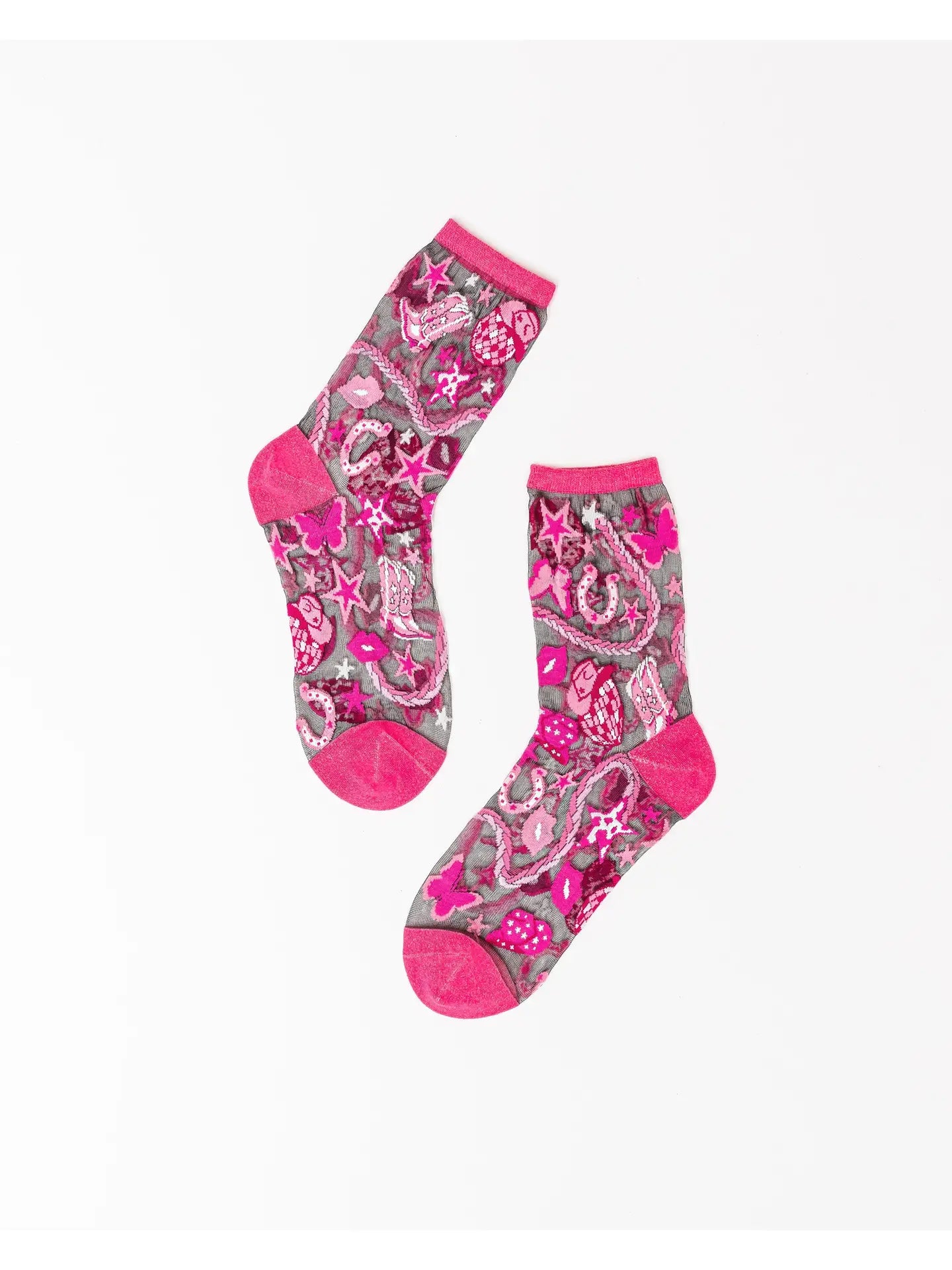 Disco Barbie Black Sheer Crew Sock