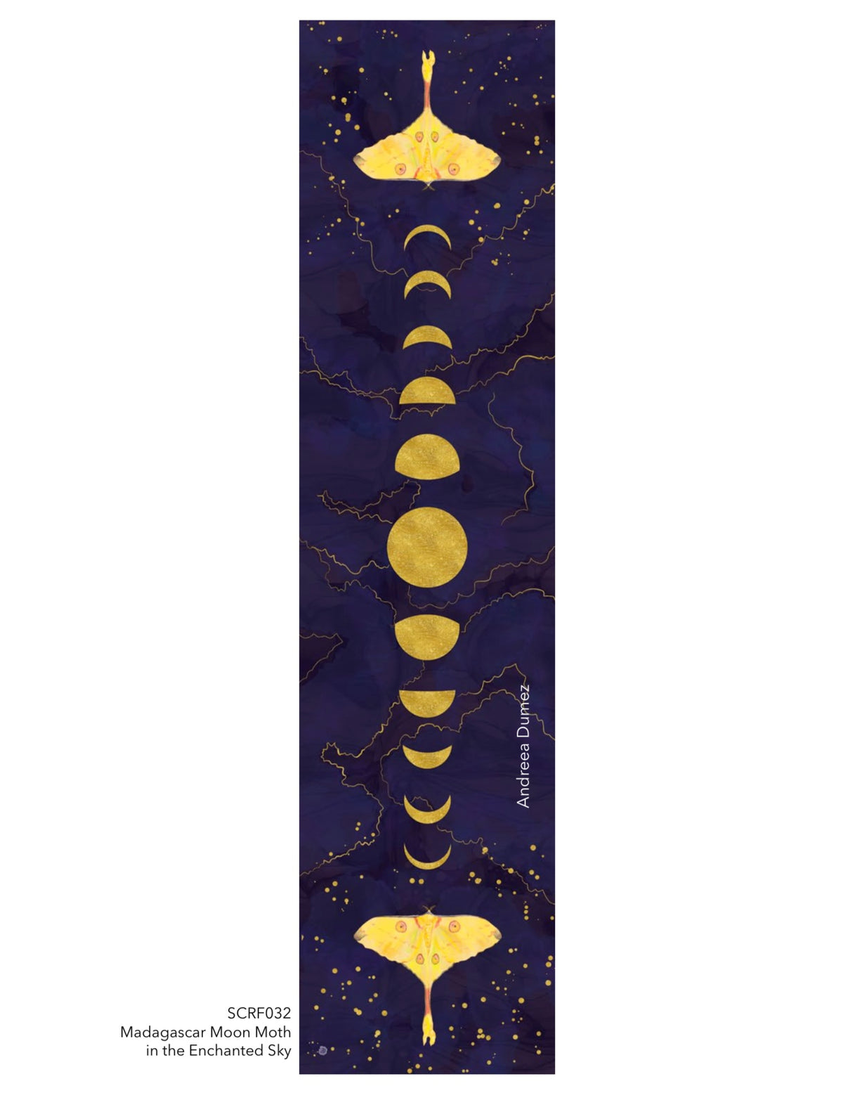 Madagascar Moon Moth In The Enchanted Sky Silk Scarf (16” X 72”)