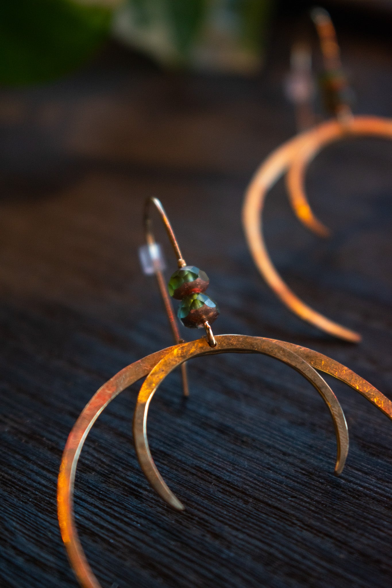 Twin Crescent Brass Earrings 001