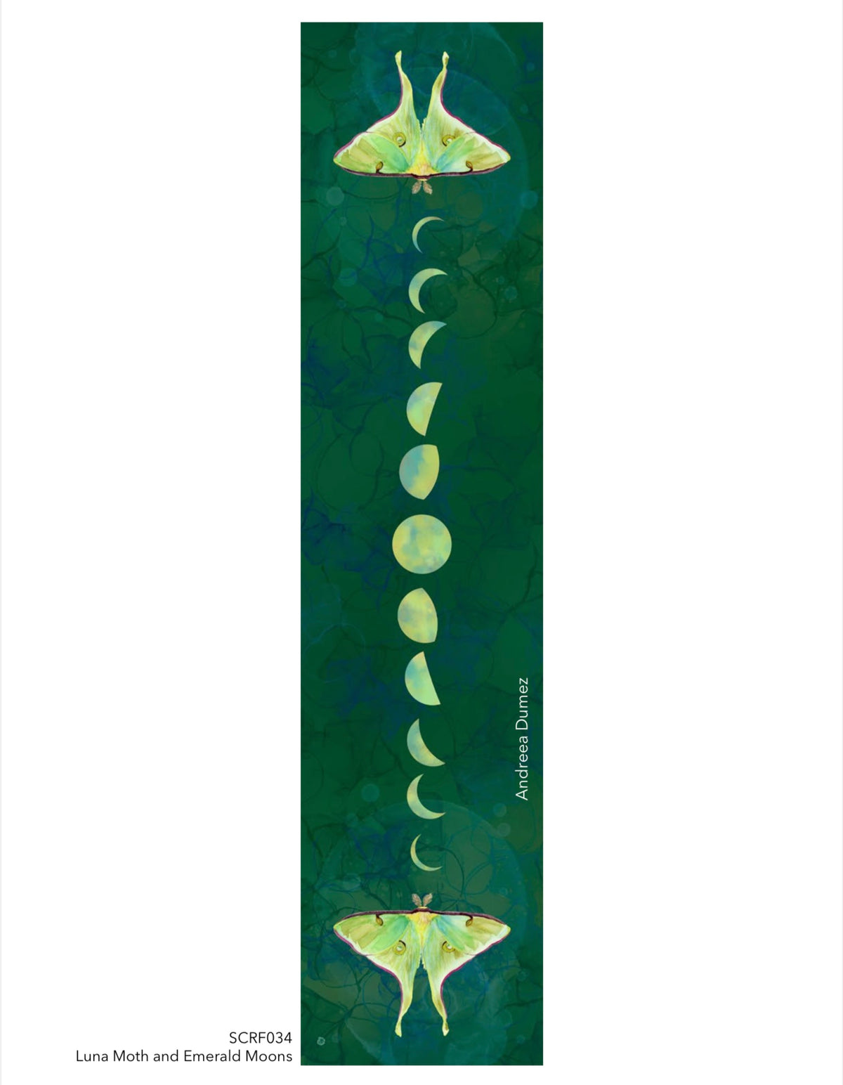 Luna Moth And The Emerald Moons Silk Scarf (16” X 72”)