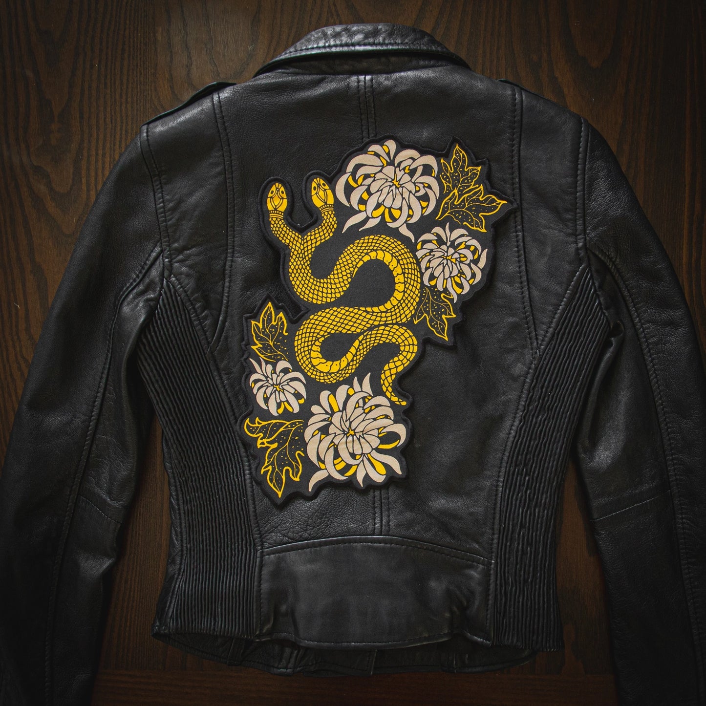 Ectogasm | Snake & Chrysanthemum Iron On Back Patch