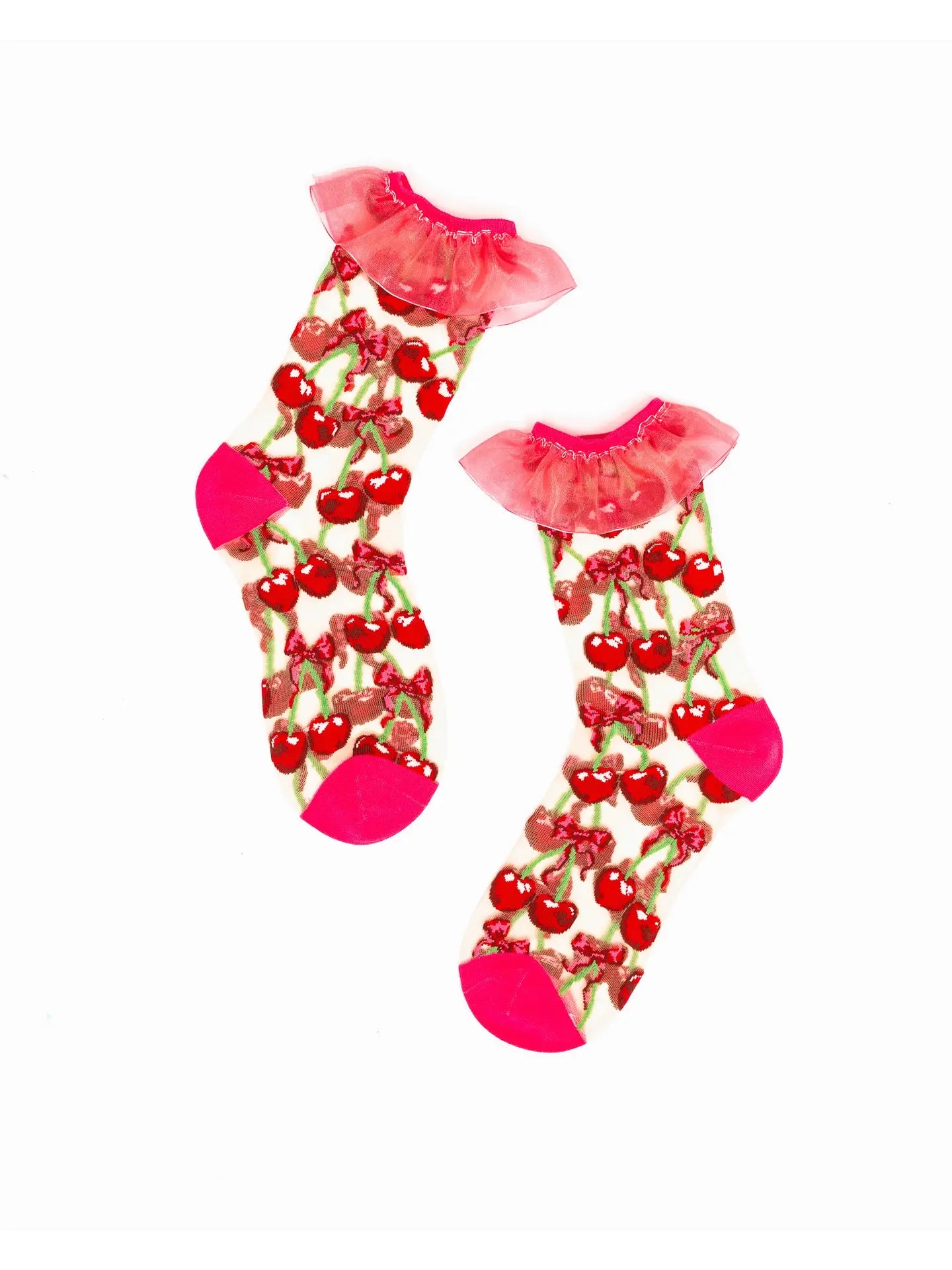 Cherry Bow Ruffle Socks