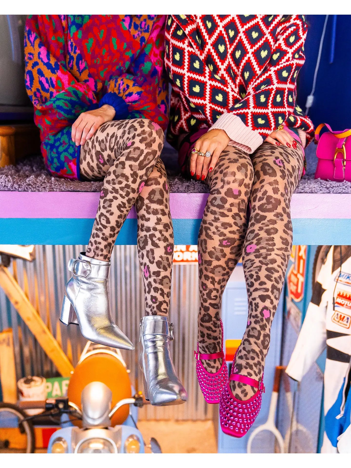 Pink Pop Leopard Print Tights