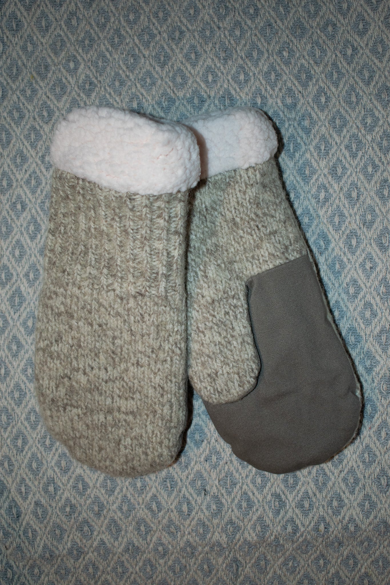 Grey Knitted Mittens