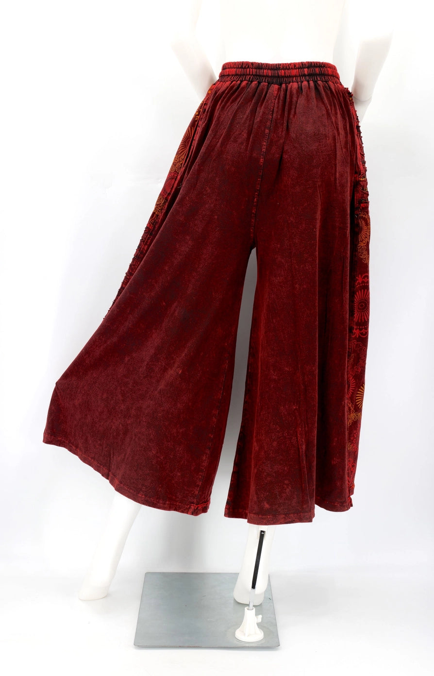 Floral Embroidered Wide Leg Trousers