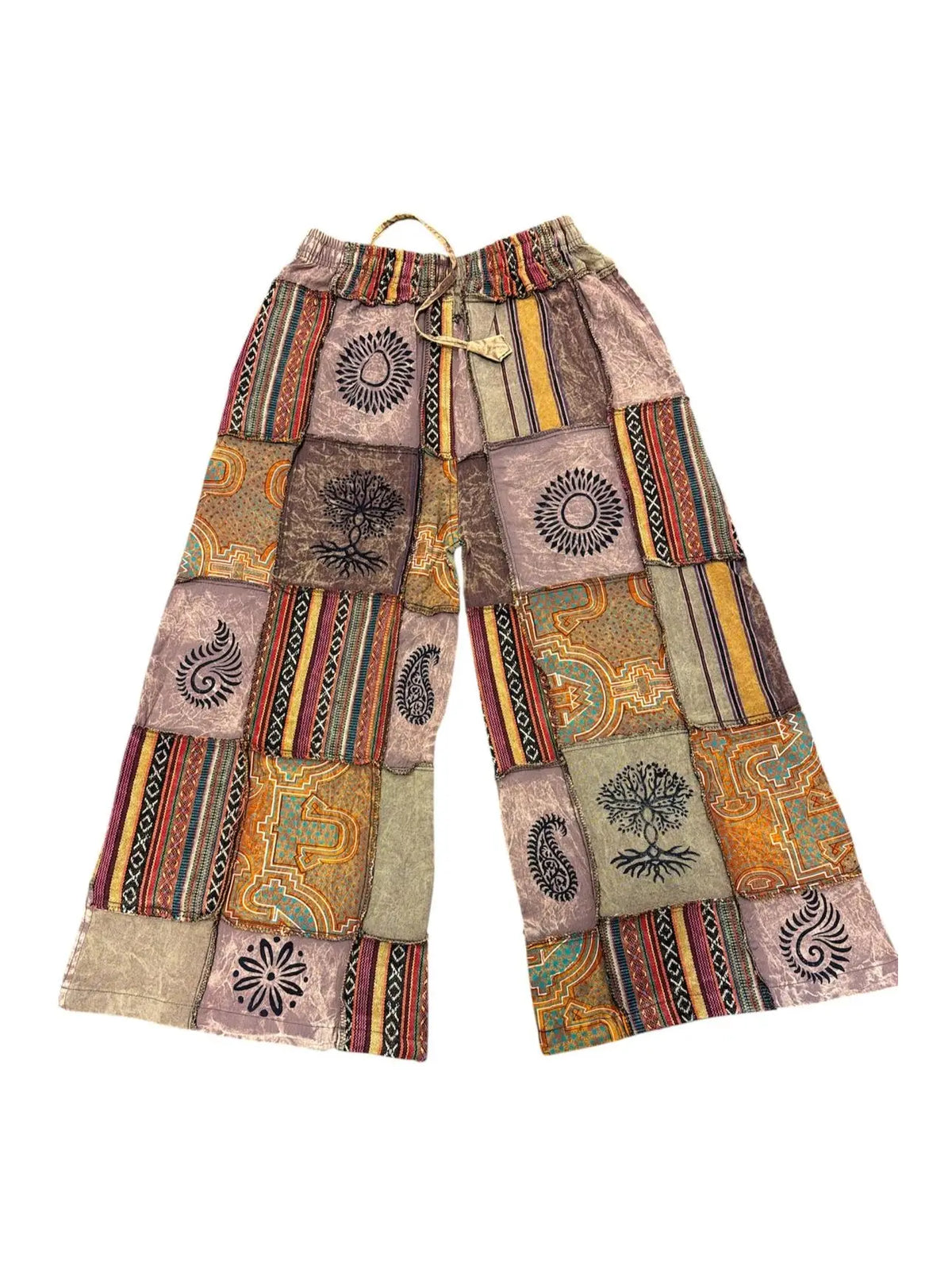 Cotton Patchwork Wide Leg Musical Palazzo Pant