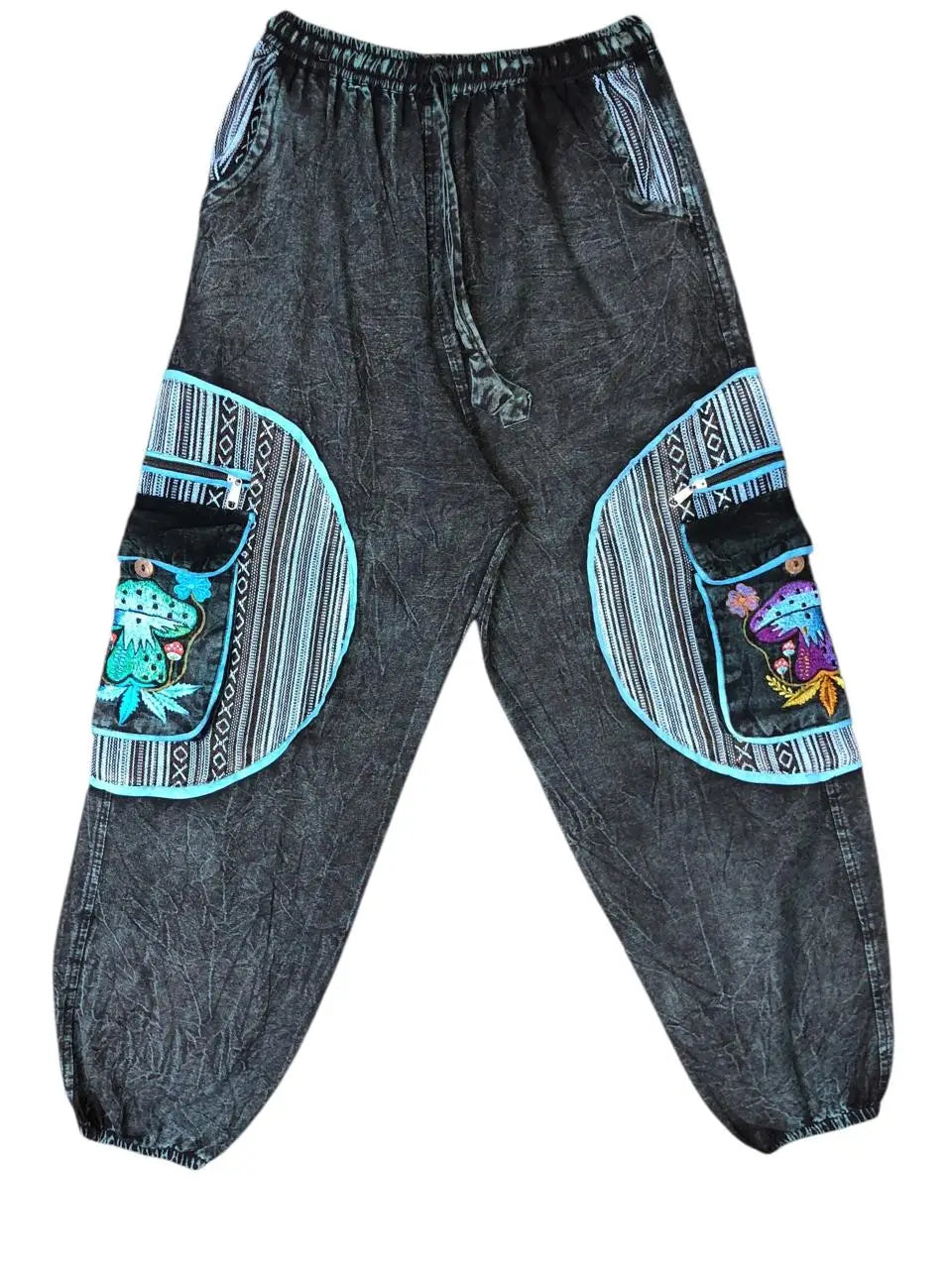 Cotton Stonewash Patchwork Embroidery Pant