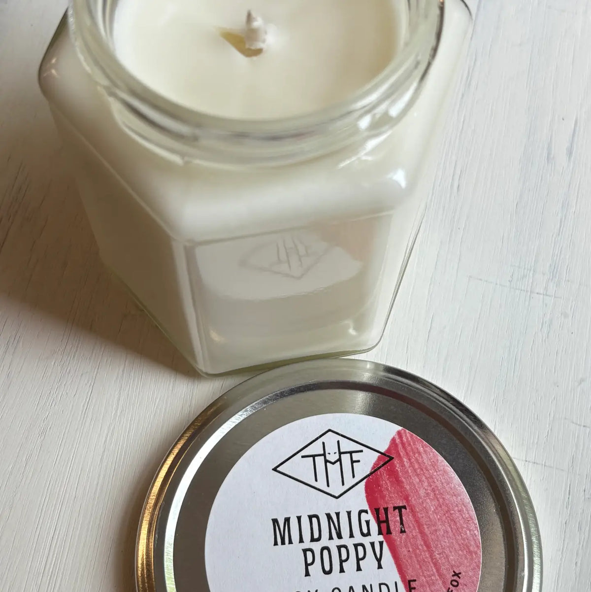 Midnight Poppy Soy Candle - 8oz Hexagon Jar