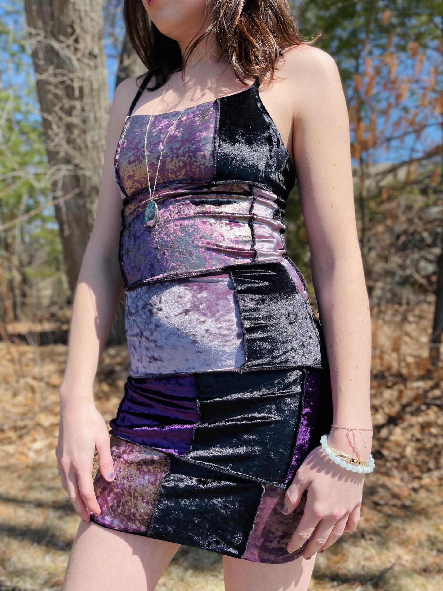 Purple Velvet Mini Dress