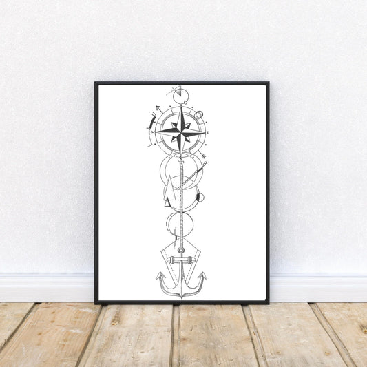 Compass Anchor Print