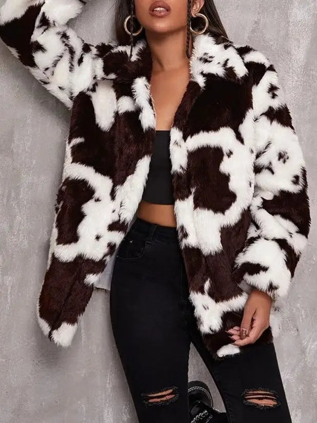 Cow Print Loose Coat