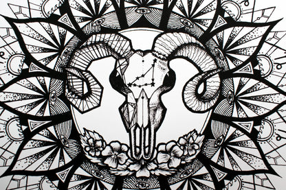 Capricorn Zodiac Mandala Print