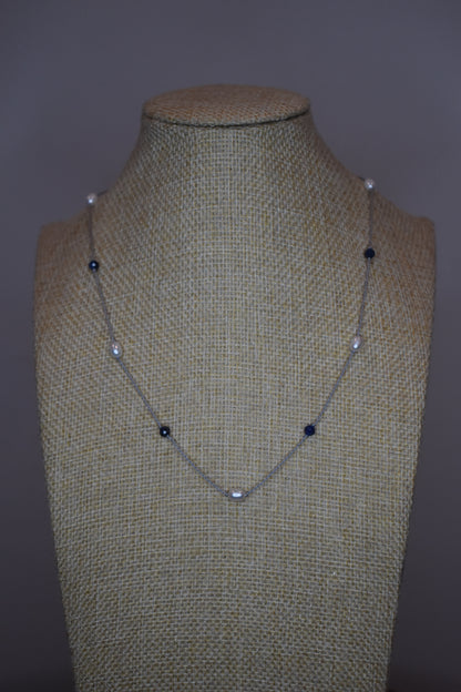 Sodalite and White Pearl Necklace