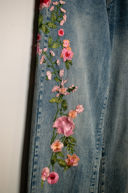 Embroidered Denim Pants | Medium