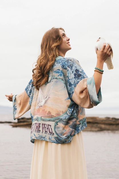 Peace Out Cropped Kimono