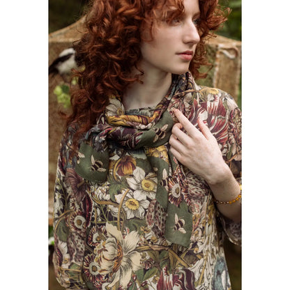 Love Grows Wild Floral Scarf with Bees