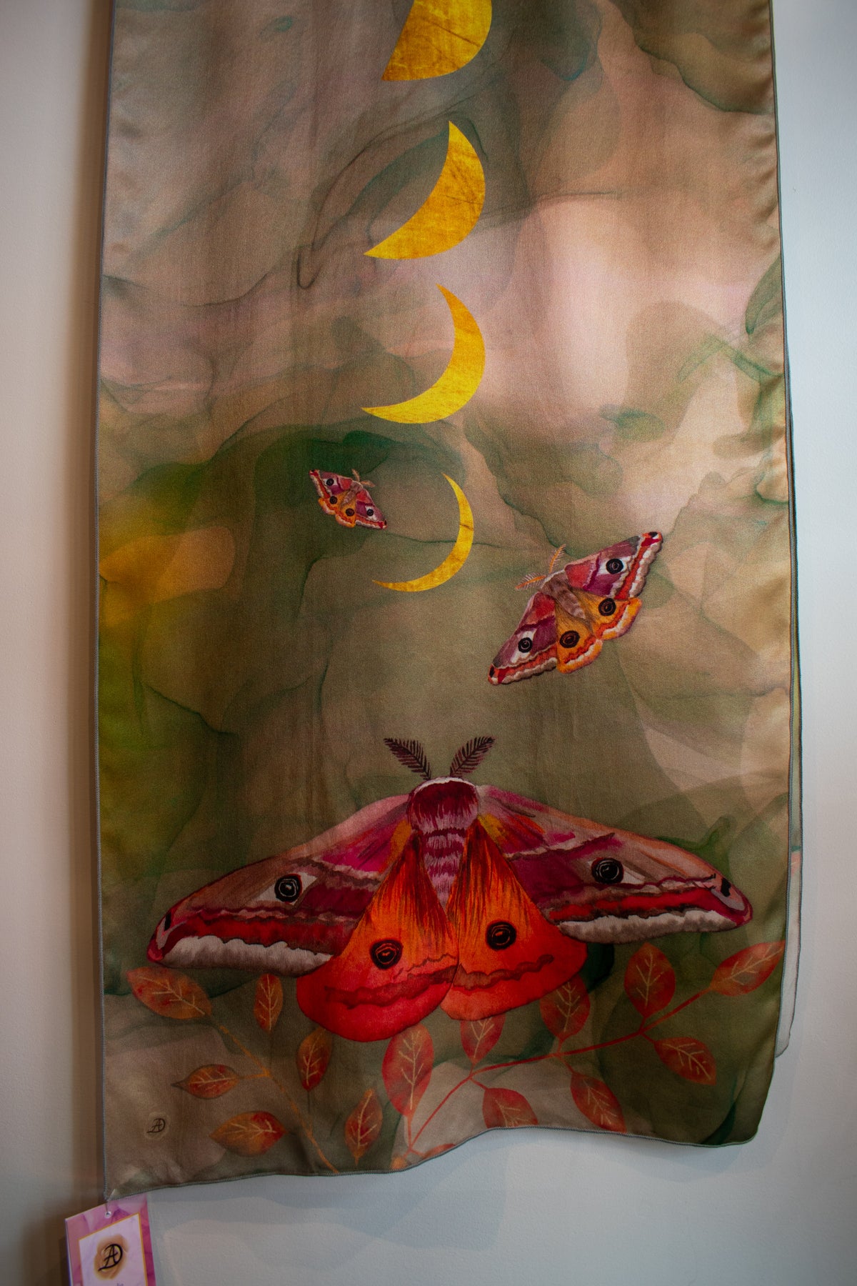 Emperor Moths And The Lunar Cycles Silk Scarf (16” X 72”) (Copy)