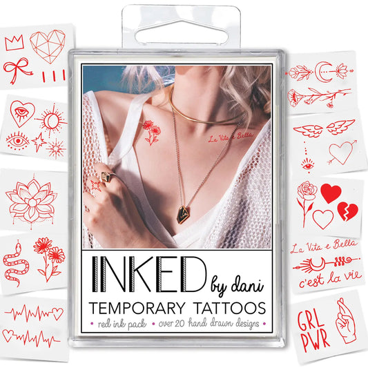 Red Ink Temporary Tattoo Pack - INKED by Dani