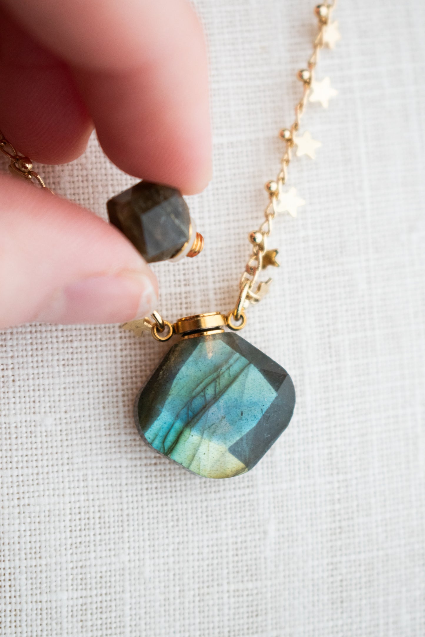 Labradorite Crystal Mini Bottle Necklace