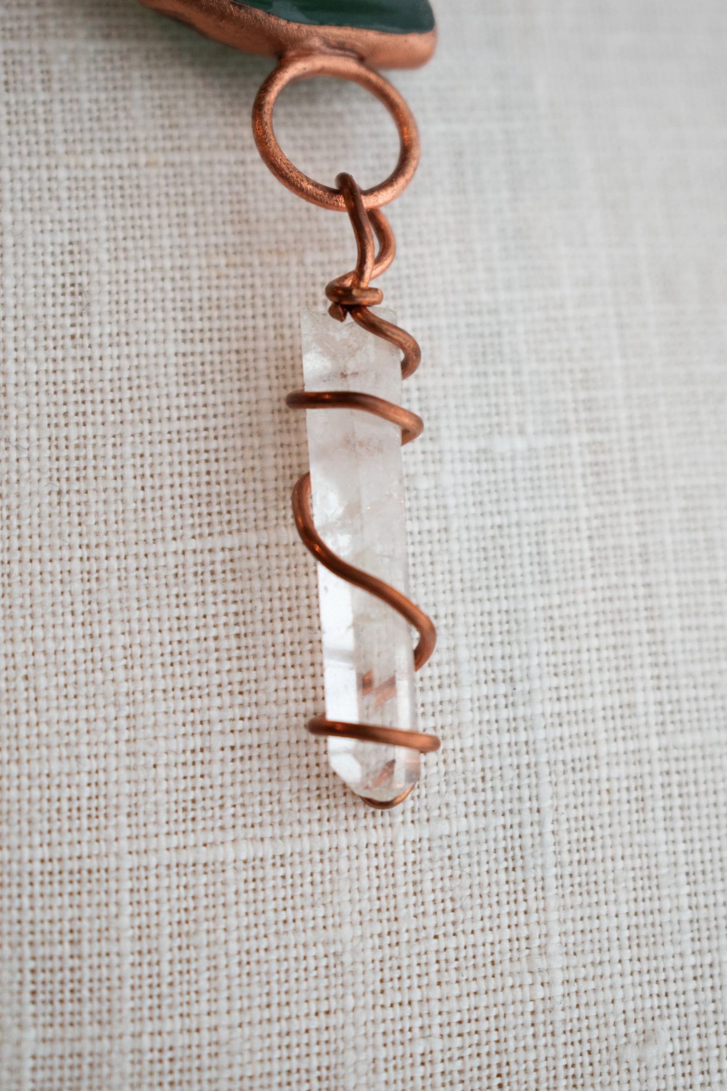 Copper Clear Quartz & Moon Necklace
