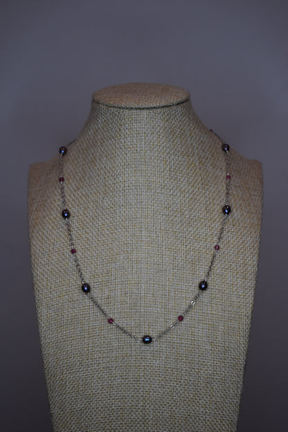 Pink Tourmaline and Purple Pearl Necklace