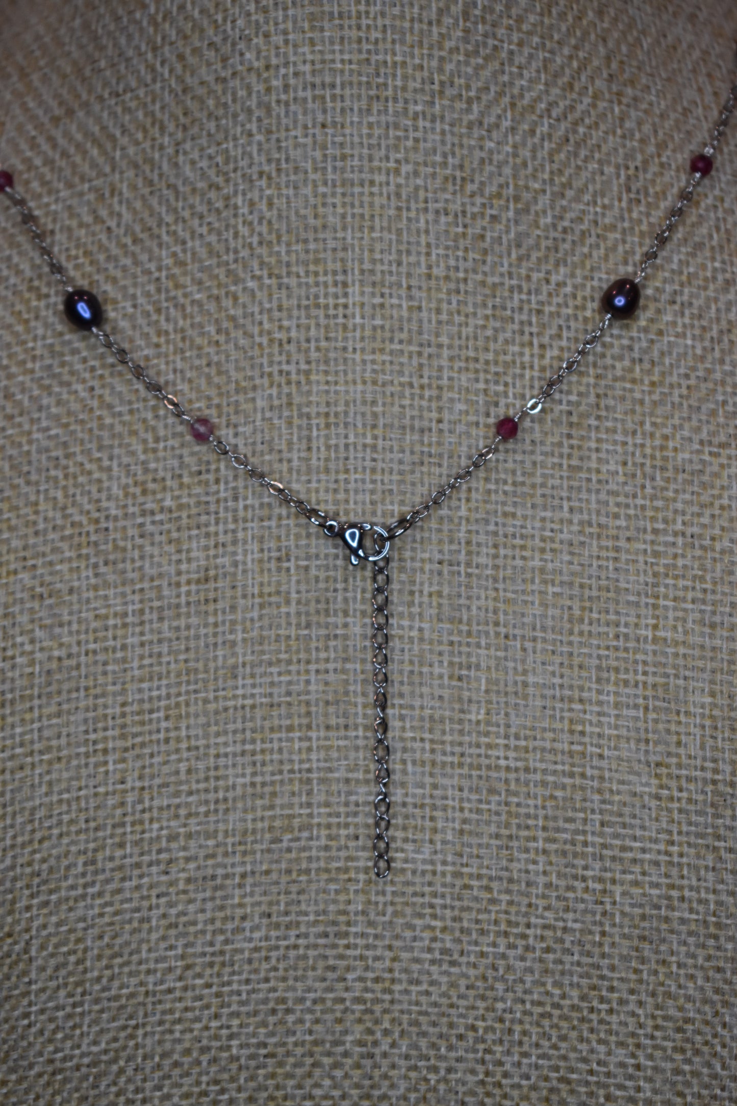 Pink Tourmaline and Purple Pearl Necklace