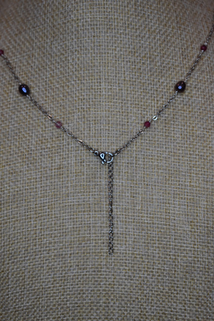 Pink Tourmaline and Purple Pearl Necklace