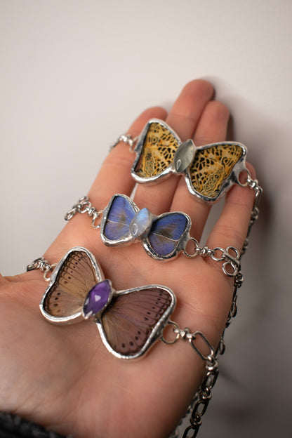 Spotted Jester Butterfly W/ Prehnite Choker