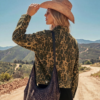 Leopard Retro Denim Jacket