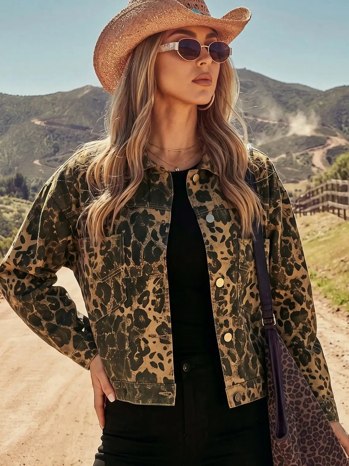 Leopard Retro Denim Jacket