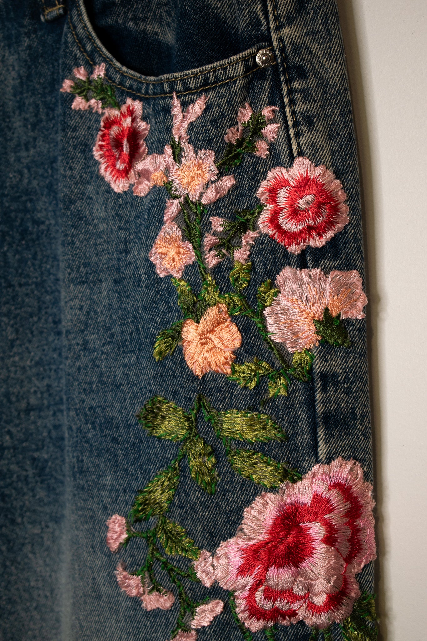 Embroidered Denim Pants | Medium