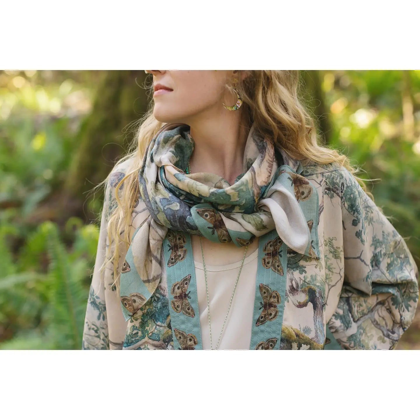 Earth & Sky Scarf with Tree Print