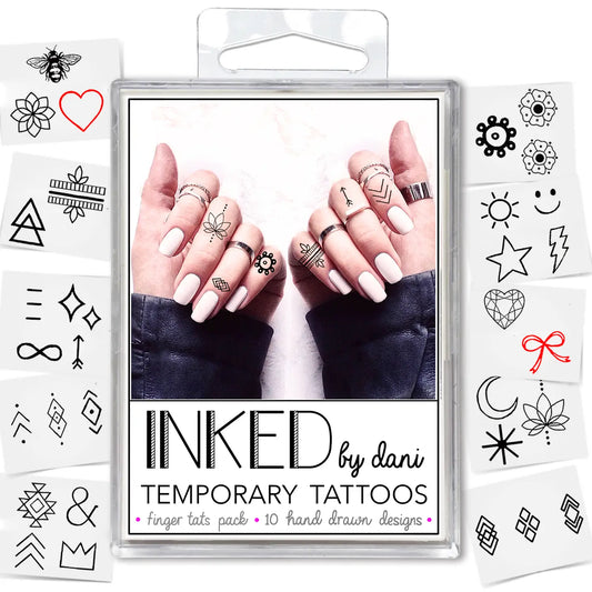 Finger Tats Temporary Tattoo Pack - INKED by Dani