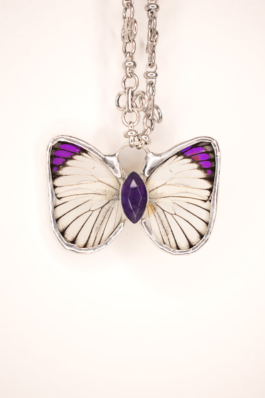 Cotis Lone Butterfly W/ Amethyst Necklace