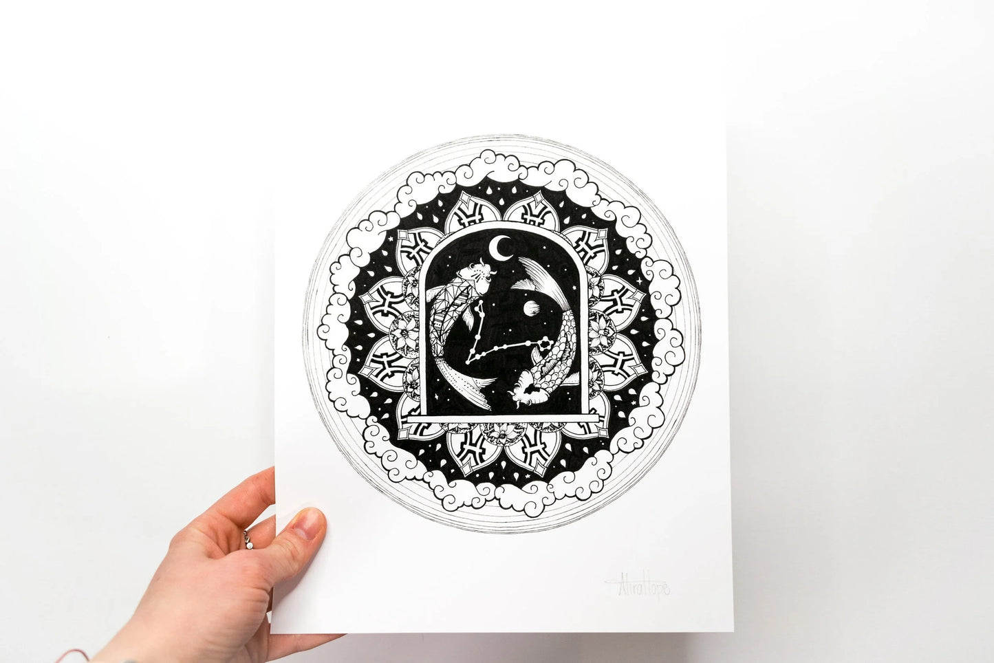 Pisces Zodiac Mandala Print