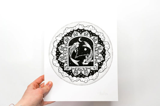 Pisces Zodiac Mandala Print
