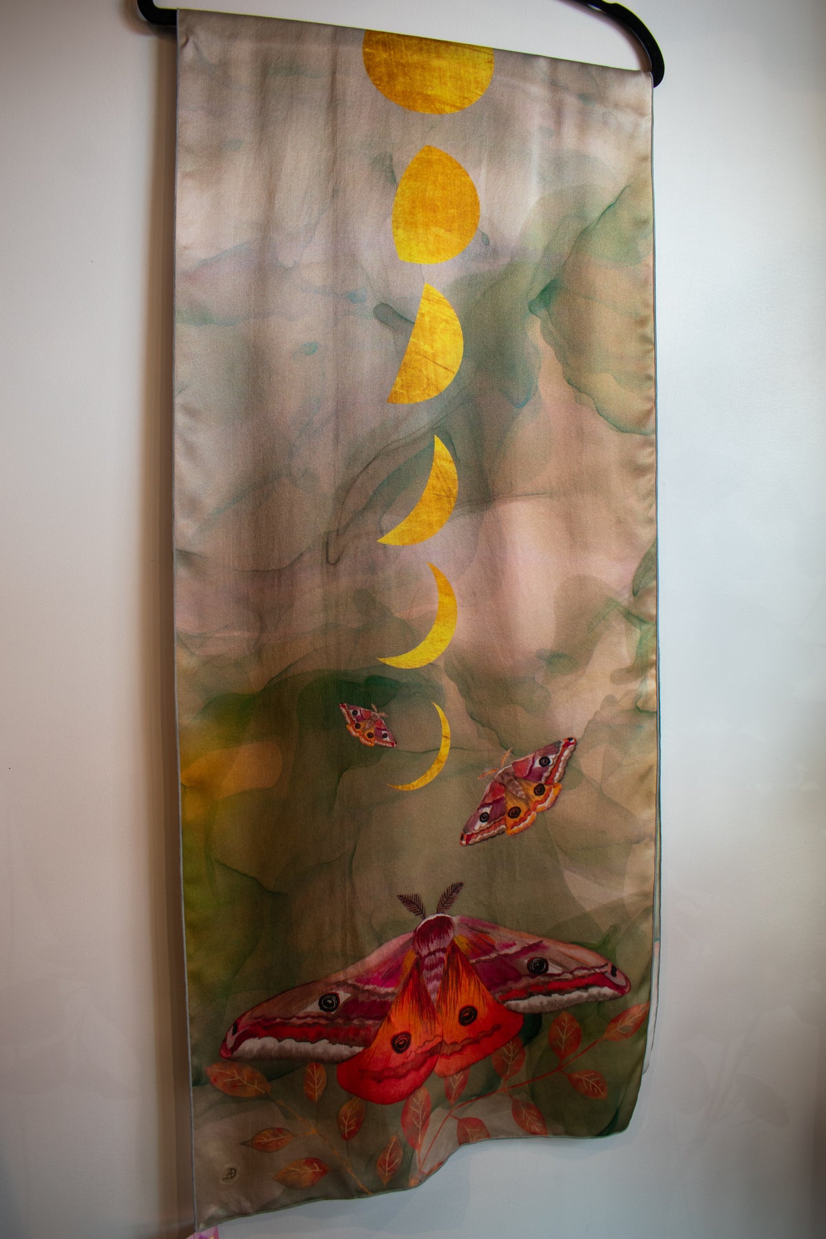 Emperor Moths And The Lunar Cycles Silk Scarf (16” X 72”) (Copy)
