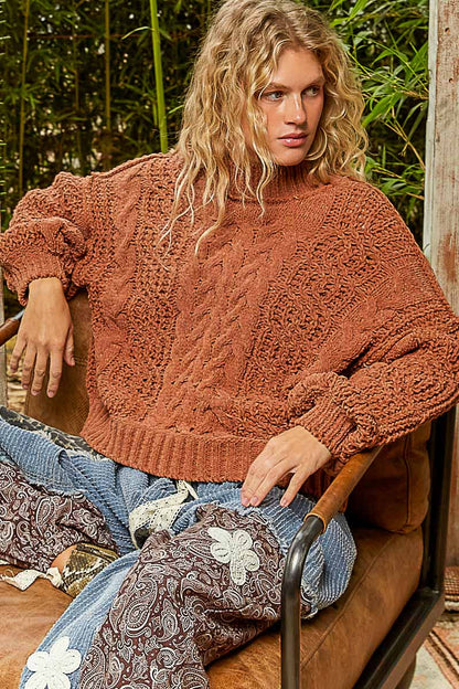 Mock Neck Balloon Sleeve Sweater