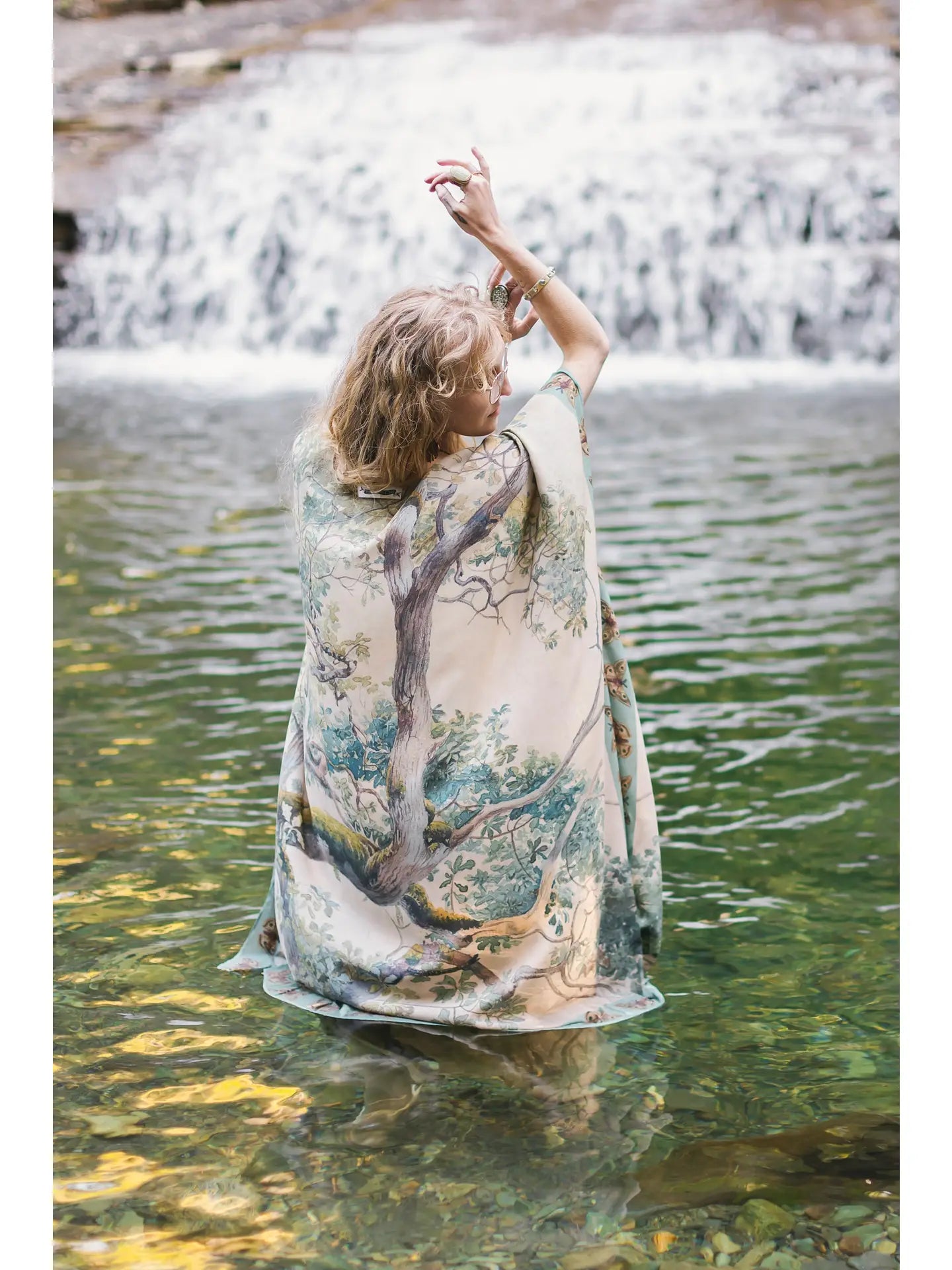 Earth & Sky Bohemian Goddess Starduster Kimono W/Trees
