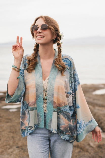 Peace Out Cropped Kimono