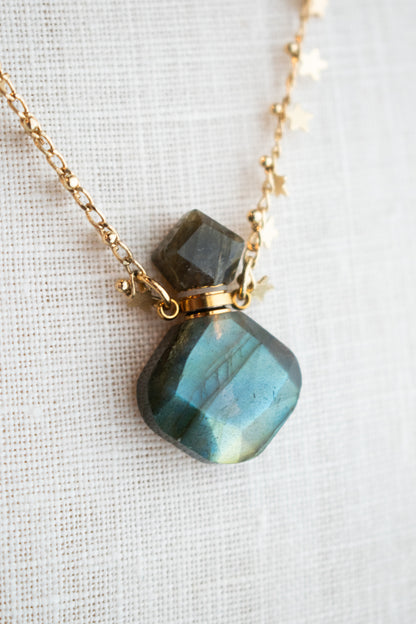 Labradorite Crystal Mini Bottle Necklace