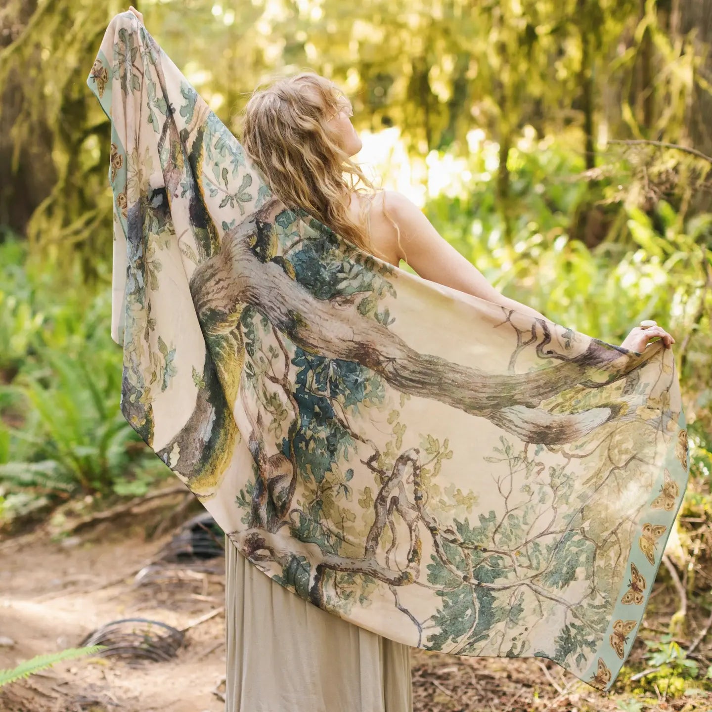 Earth & Sky Scarf with Tree Print