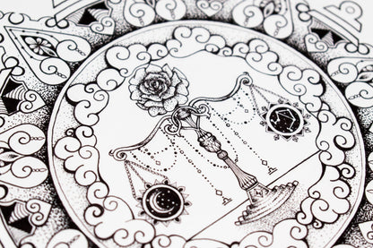 Libra Zodiac Mandala Print
