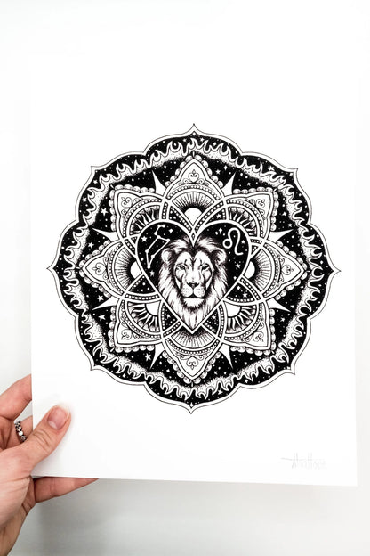 Leo Zodiac Mandala Print