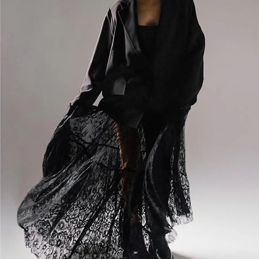 See-Through Lace High Waist Bustier Skirt