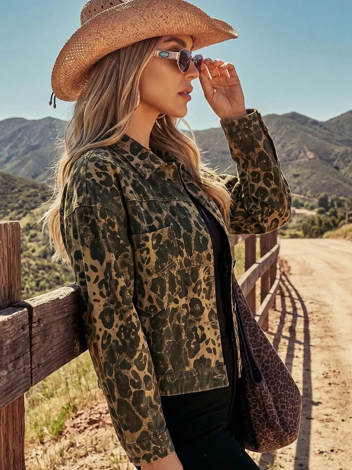 Leopard Retro Denim Jacket