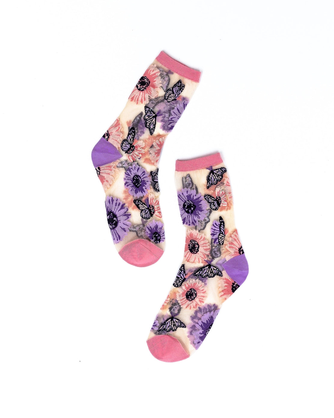 Sunflower Butterfly Sheer Socks